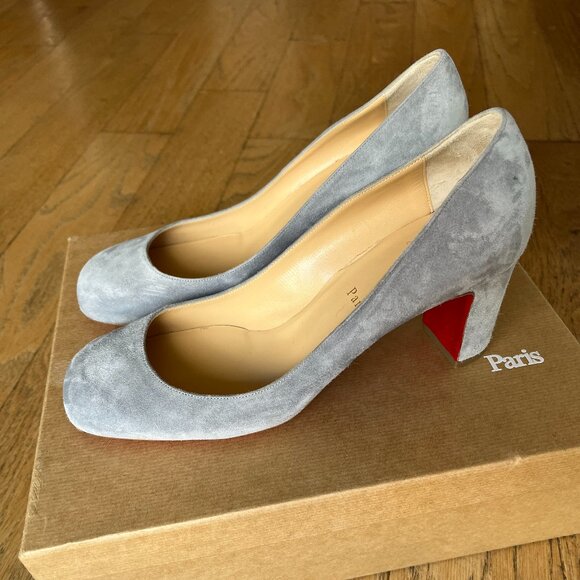 Christian Louboutin 70mm Cadrilla Suede Block-Heel Pumps New, 39.5 - Picture 3 of 9